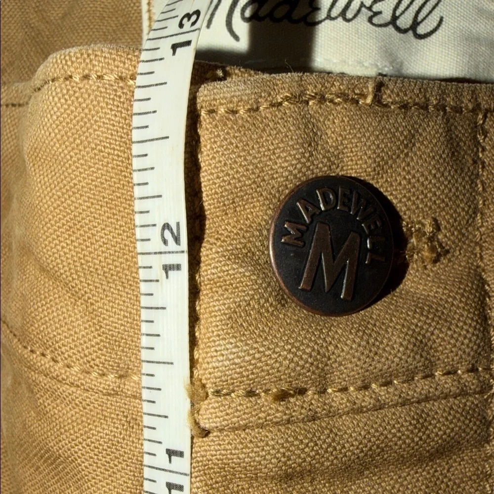 Madewell Mens 38 Relaxed Straight Carpenter Pants Flannel Lined Tan Khaki Canvas